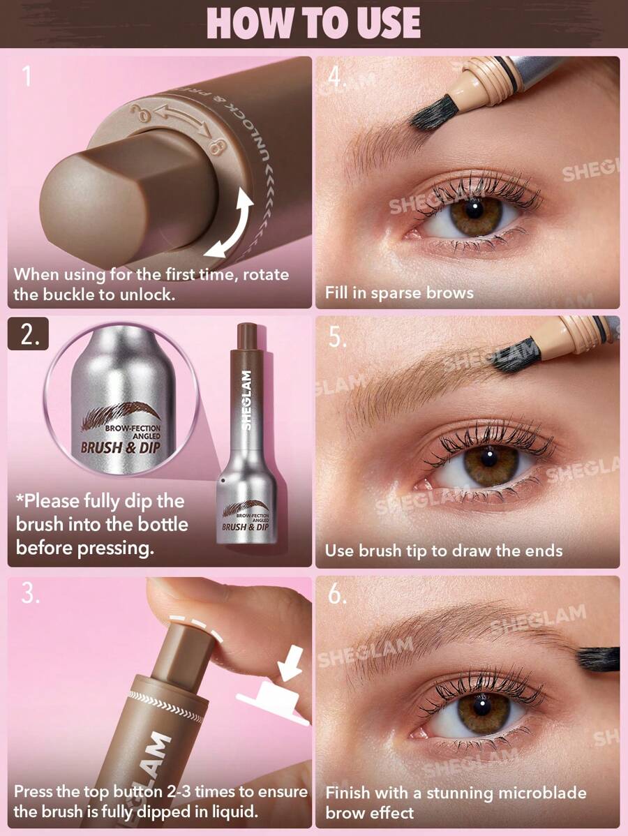 SHEGLAM Brow Fection Angled Brush Dip Hair Like Strokes Eyebrow Gel Pen