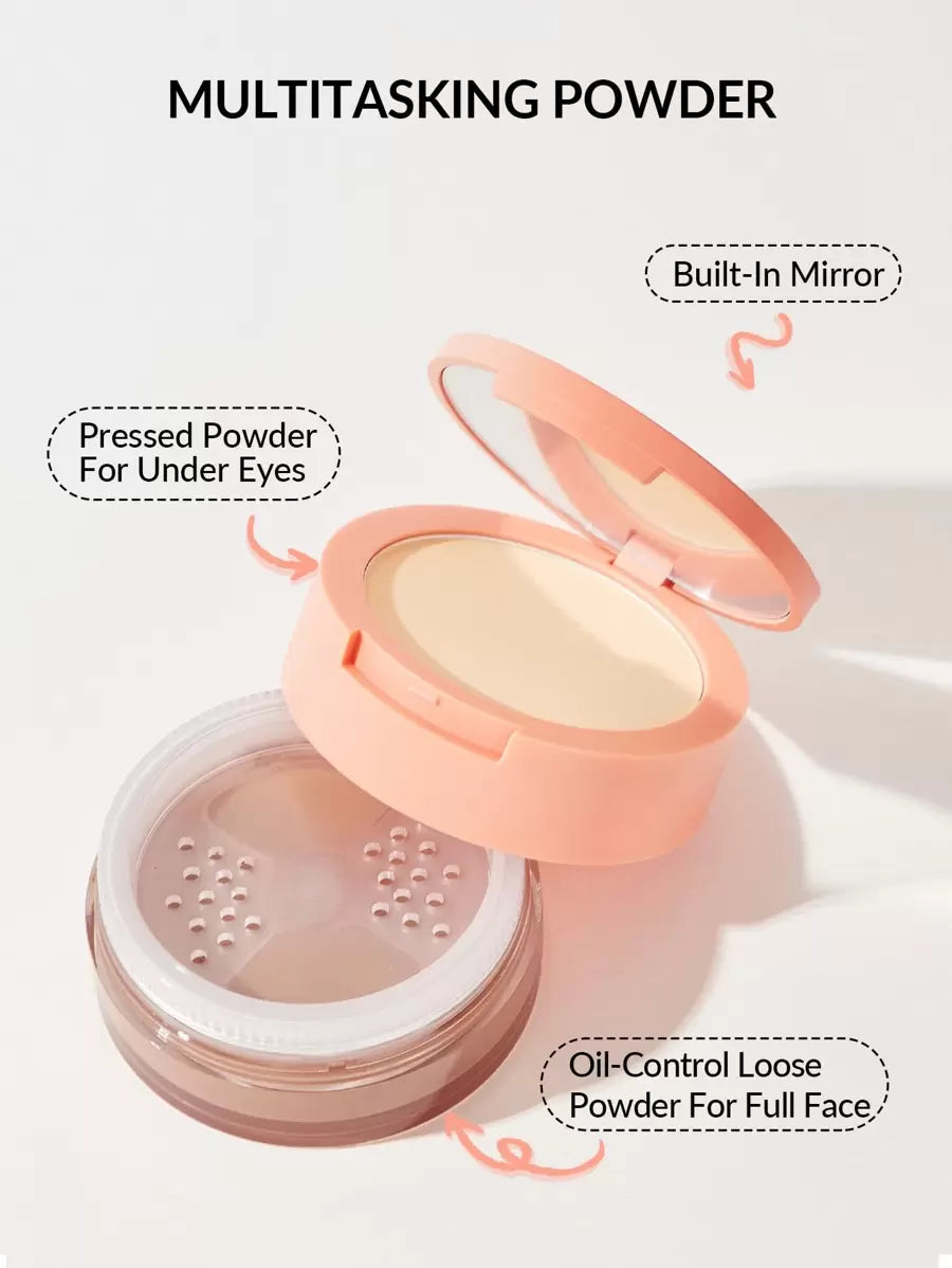 SHEGLAM 2-in-1 Pink Setting Powder Duo – Brightening Under Eye & Face Powder