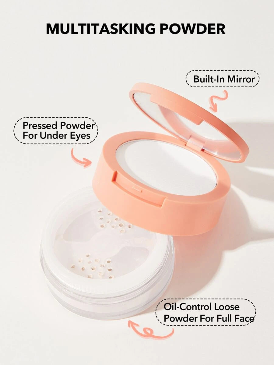 SHEGLAM 2-in-1 Pink Setting Powder Duo – Brightening Under Eye & Face Powder