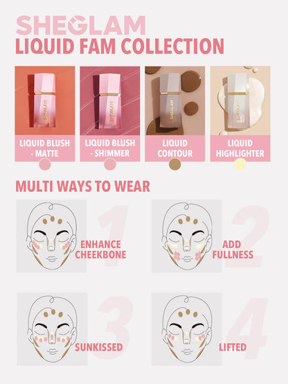 SHEGLAM Matte Liquid Blush – Long-Lasting Rose Pink Brown Gel Cream Blusher