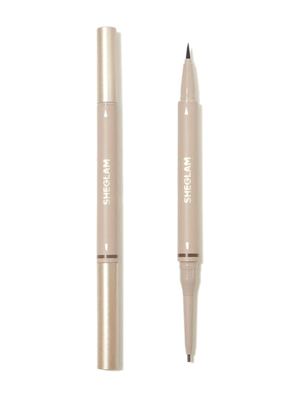 SHEGLAM Brows On Demand 2-In-1 Eyebrow Pen - Chocolate | Waterproof Liquid & Pencil Duo