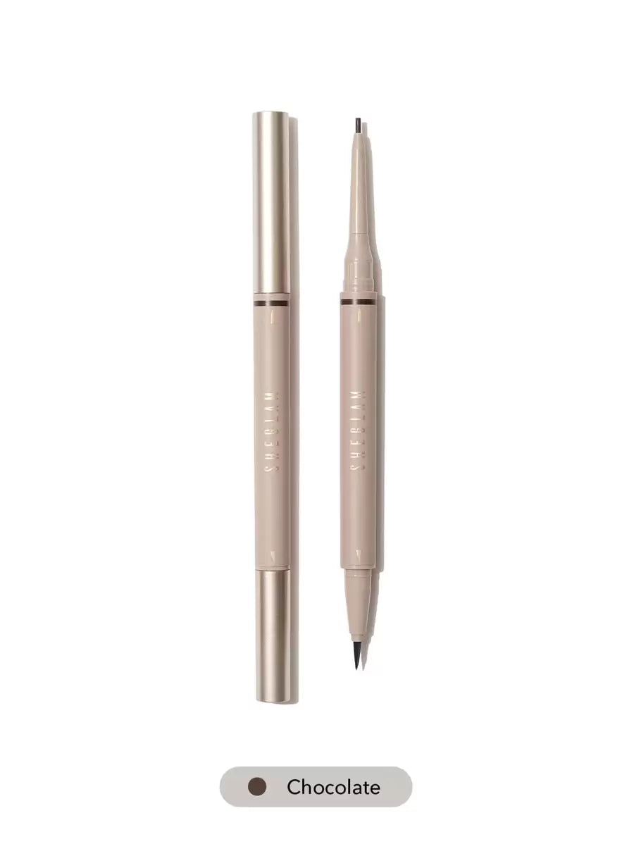 SHEGLAM Brows On Demand 2-In-1 Eyebrow Pen - Chocolate | Waterproof Liquid & Pencil Duo