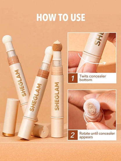 SHEGLAM Complexion Boost Concealer - Buttercream | Matte Liquid Concealer with Sponge Head Applicator