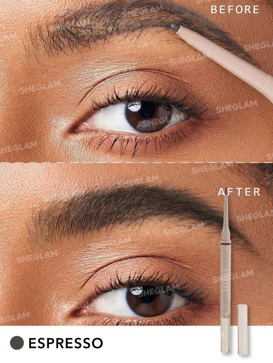 SHEGLAM Brows On Demand 2-In-1 Eyebrow Pen - Chocolate | Waterproof Liquid & Pencil Duo