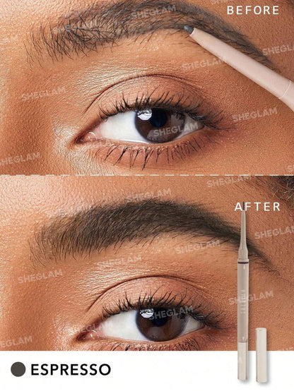 SHEGLAM Brows On Demand 2-In-1 Eyebrow Pen - Chocolate | Waterproof Liquid & Pencil Duo