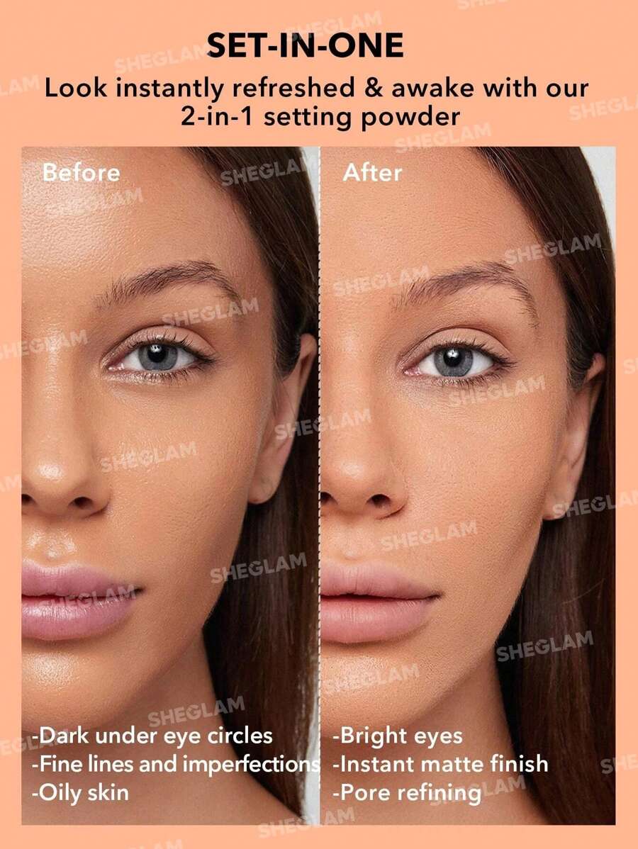 SHEGLAM 2-in-1 Pink Setting Powder Duo – Brightening Under Eye & Face Powder