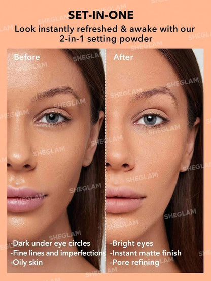 SHEGLAM 2-in-1 Pink Setting Powder Duo – Brightening Under Eye & Face Powder