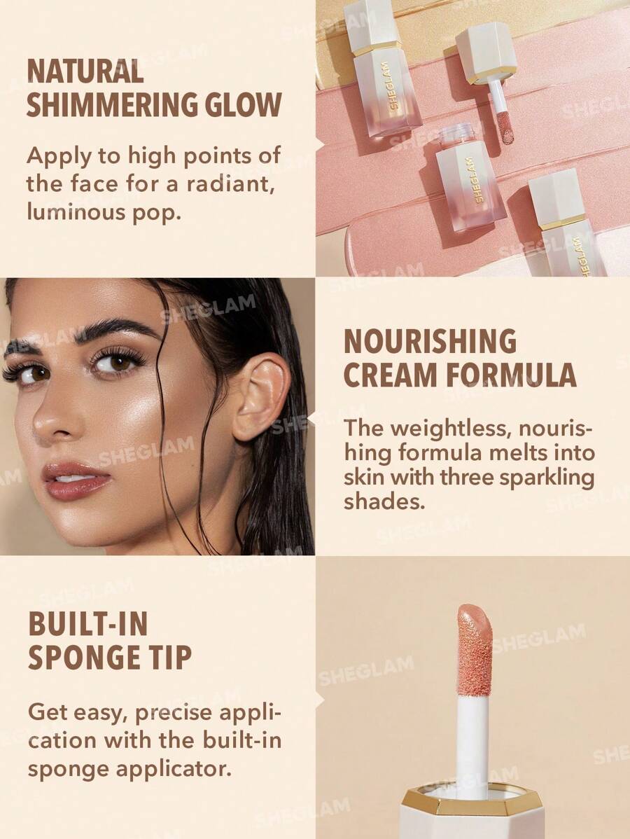 SHEGLAM Vanilla Frost Liquid Highlighter – Dewy Shimmer Gel Cream Glow Makeup