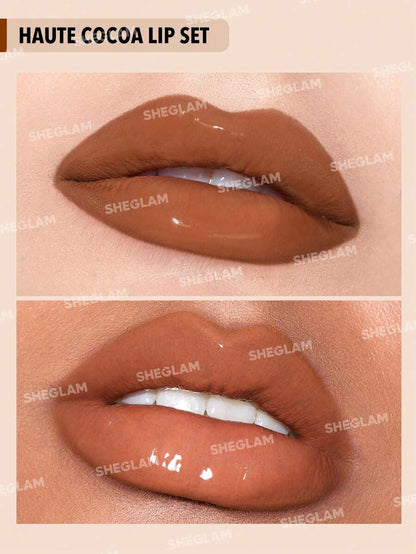 SHEGLAM Lip Liner & Lip Duo Set – 3-in-1 Plumping Gloss & Liquid Lipstick