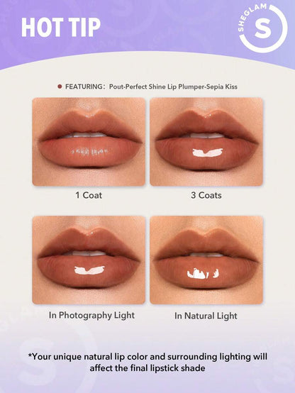 SHEGLAM Pout Perfect Shine Lip Plumper - Sepia Kiss | Hydrating Solid Lip Gloss