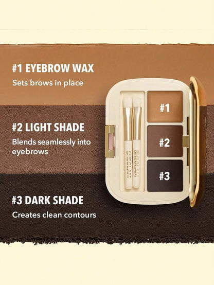 SHEGLAM 3-Color Eyebrow Palette – Matte Brow Powder & Wax Kit with Brush