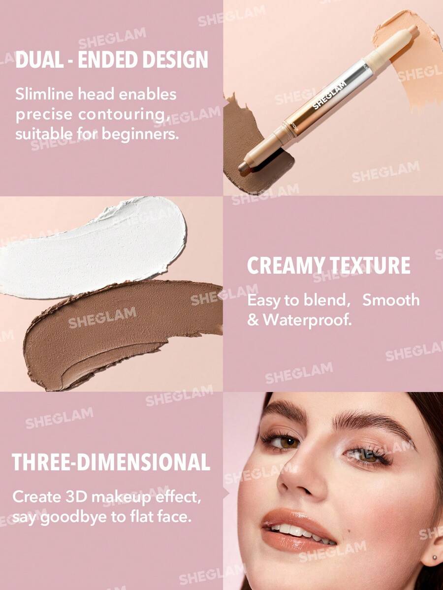 SHEGLAM Fine Line 2-In-1 Nose Contour & Highlight Pen - Umber | Dual-Ended Sculpting Stick