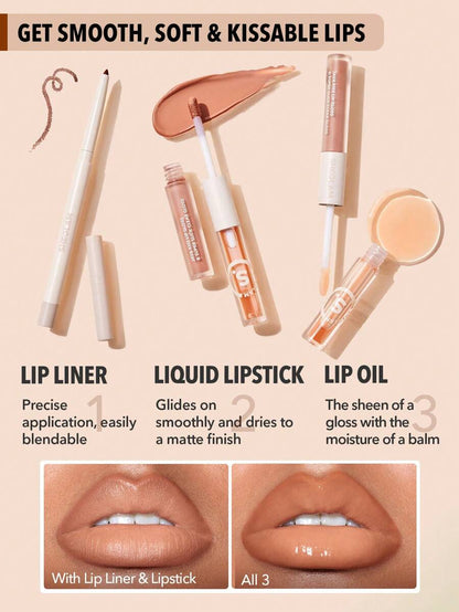 SHEGLAM Lip Liner & Lip Duo Set – 3-in-1 Plumping Gloss & Liquid Lipstick