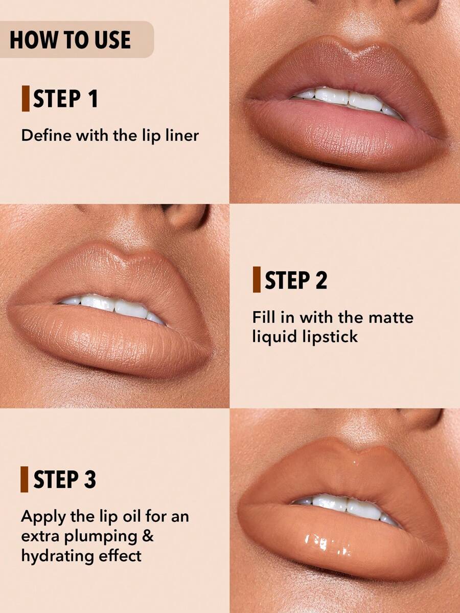 SHEGLAM Lip Liner & Lip Duo Set – 3-in-1 Plumping Gloss & Liquid Lipstick