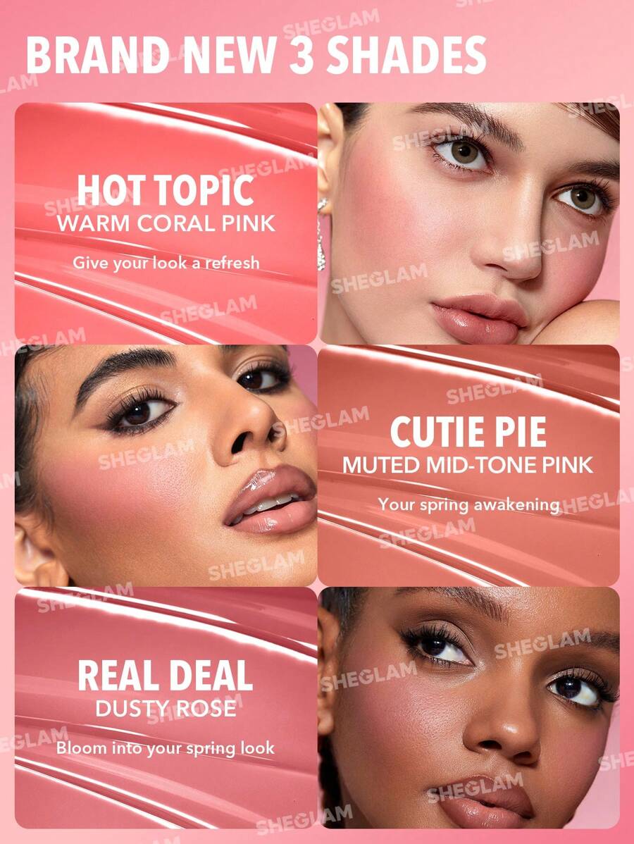 SHEGLAM Matte Liquid Blush – Long-Lasting Rose Pink Brown Gel Cream Blusher