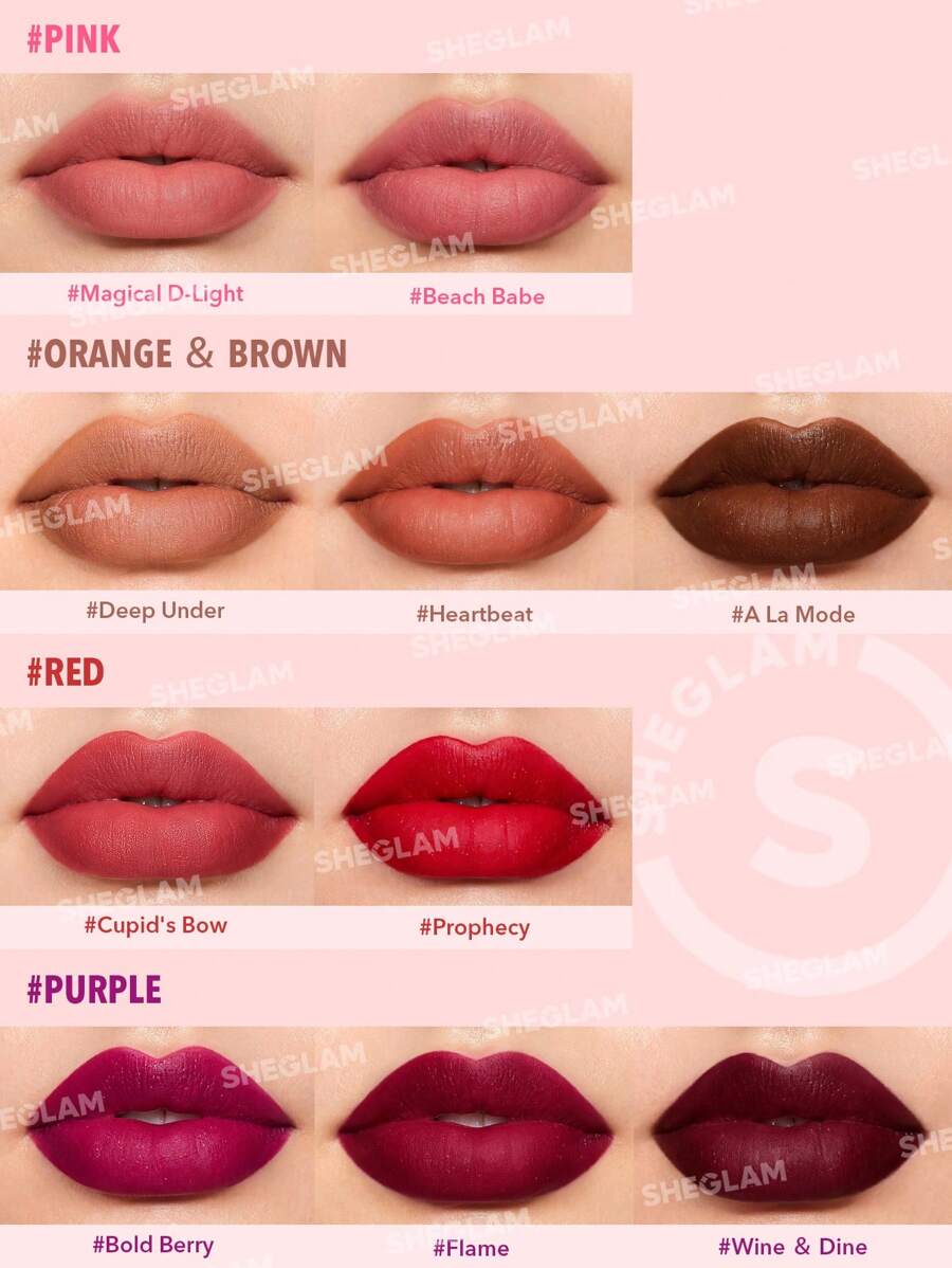 SHEGLAM Velvet Shimmer Matte Lipstick – Long-Lasting Silky Smooth Lip Color
