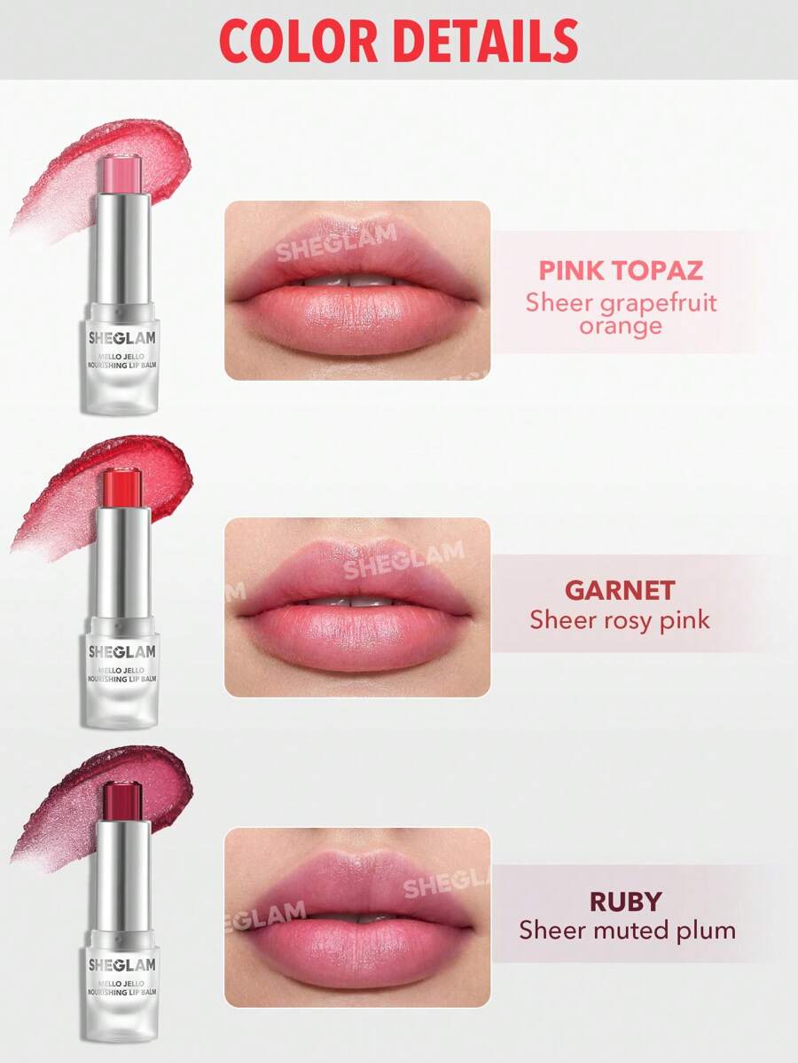 SHEGLAM Mello Jello Nourishing Lip Balm - Ruby | Sheer Muted Plum Lip Care & Primer