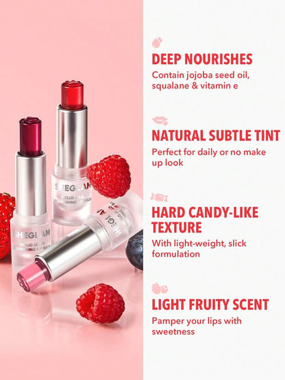 SHEGLAM Mello Jello Nourishing Lip Balm - Ruby | Sheer Muted Plum Lip Care & Primer