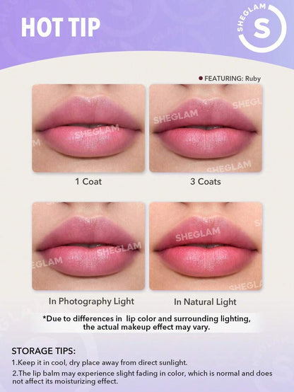 SHEGLAM Mello Jello Nourishing Lip Balm - Ruby | Sheer Muted Plum Lip Care & Primer