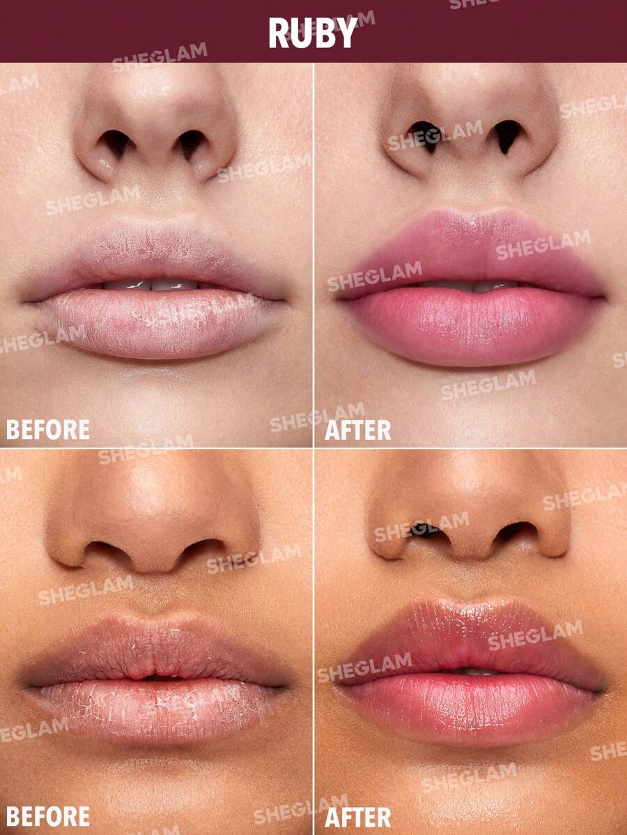 SHEGLAM Mello Jello Nourishing Lip Balm - Ruby | Sheer Muted Plum Lip Care & Primer