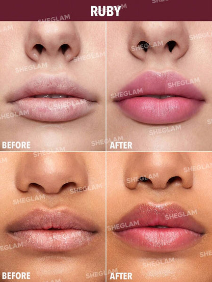 SHEGLAM Mello Jello Nourishing Lip Balm - Ruby | Sheer Muted Plum Lip Care & Primer