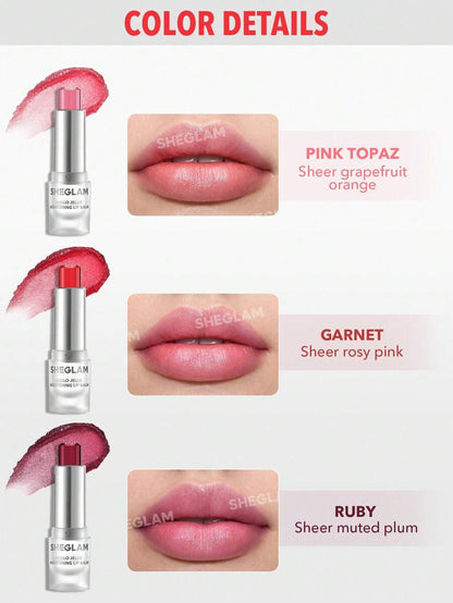 SHEGLAM Mello Jello Nourishing Lip Balm - Ruby | Sheer Muted Plum Lip Care & Primer