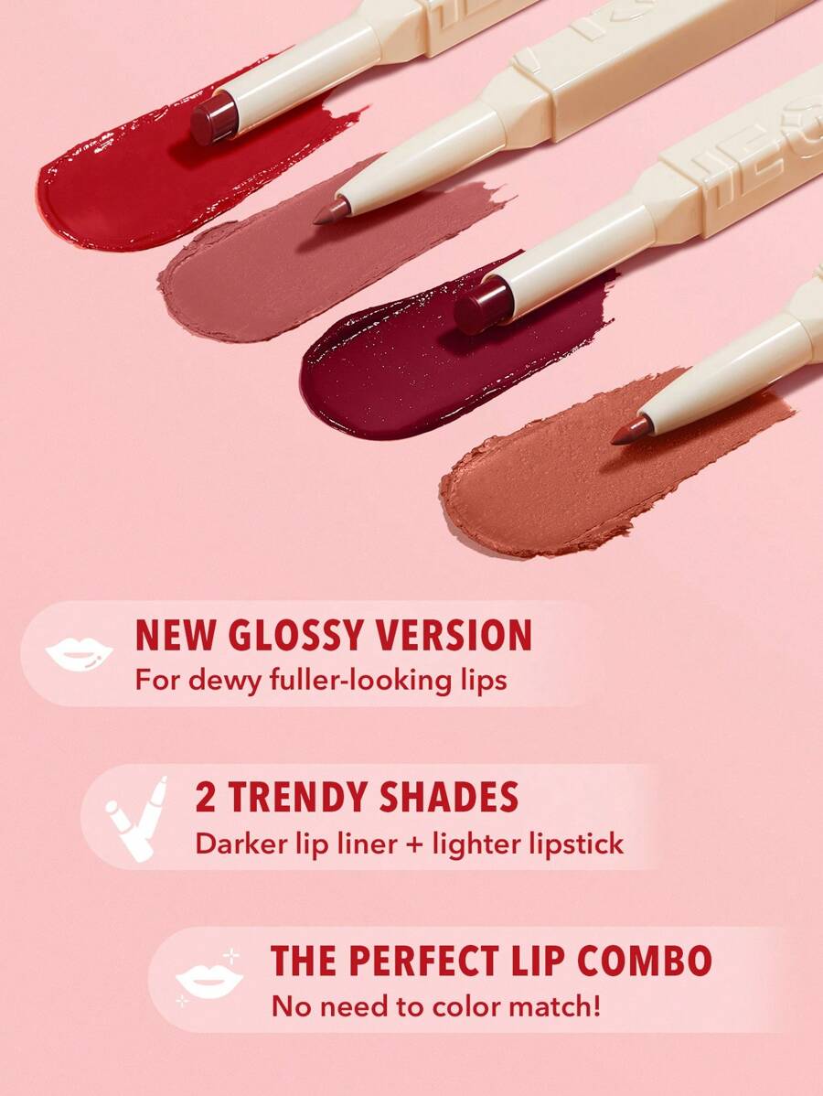 SHEGLAM Tinted Lipstick & Liner Duo – 2-in-1 Glossy Lip Combo