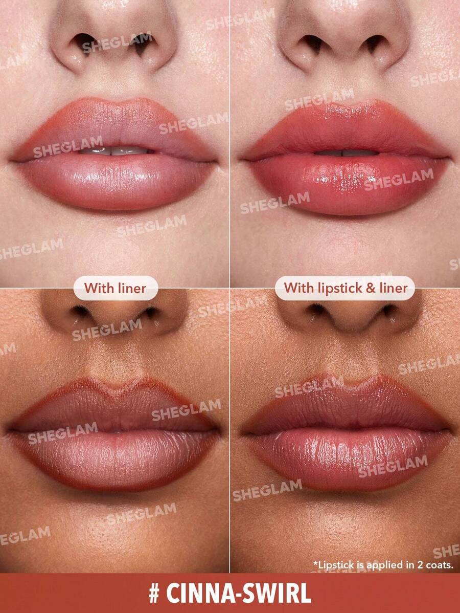 SHEGLAM Tinted Lipstick & Liner Duo – 2-in-1 Glossy Lip Combo