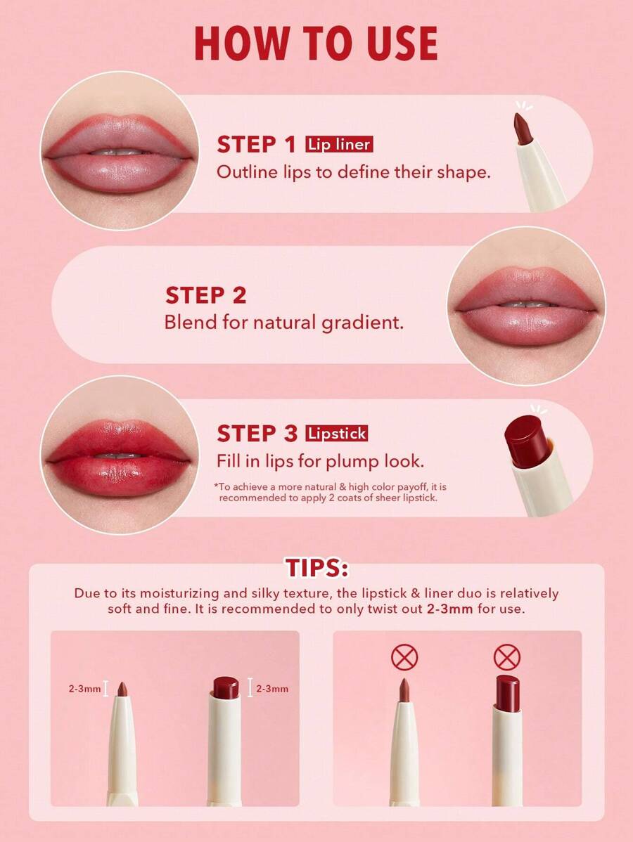 SHEGLAM Tinted Lipstick & Liner Duo – 2-in-1 Glossy Lip Combo