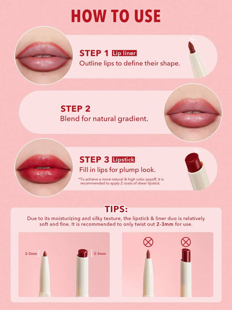 SHEGLAM Tinted Lipstick & Liner Duo – 2-in-1 Glossy Lip Combo
