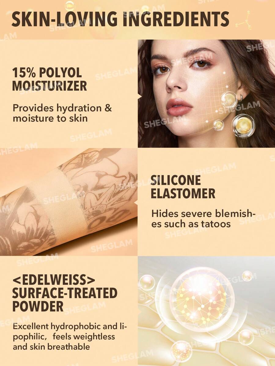 SHEGLAM Full Coverage Cream Concealer – Long-Lasting Brightening Corrector
