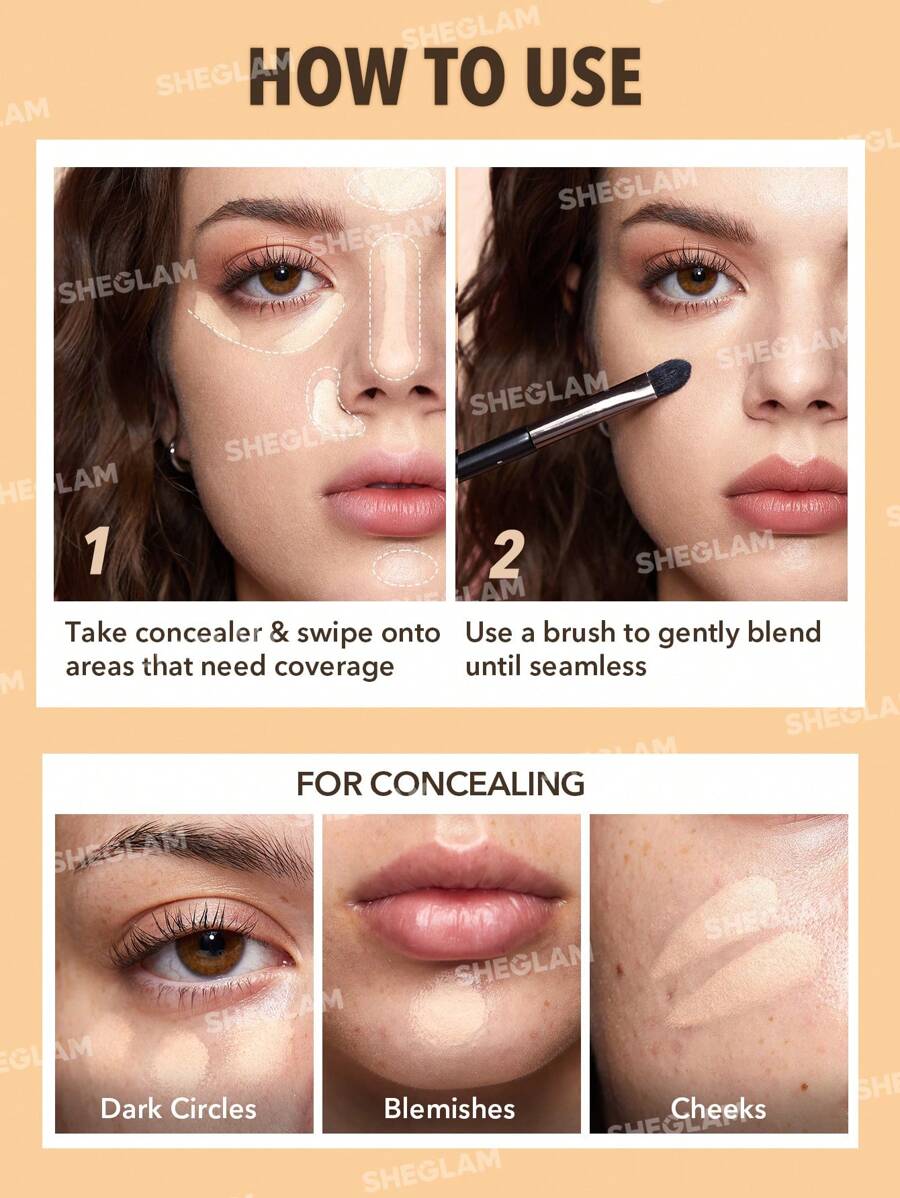 SHEGLAM Full Coverage Cream Concealer – Long-Lasting Brightening Corrector