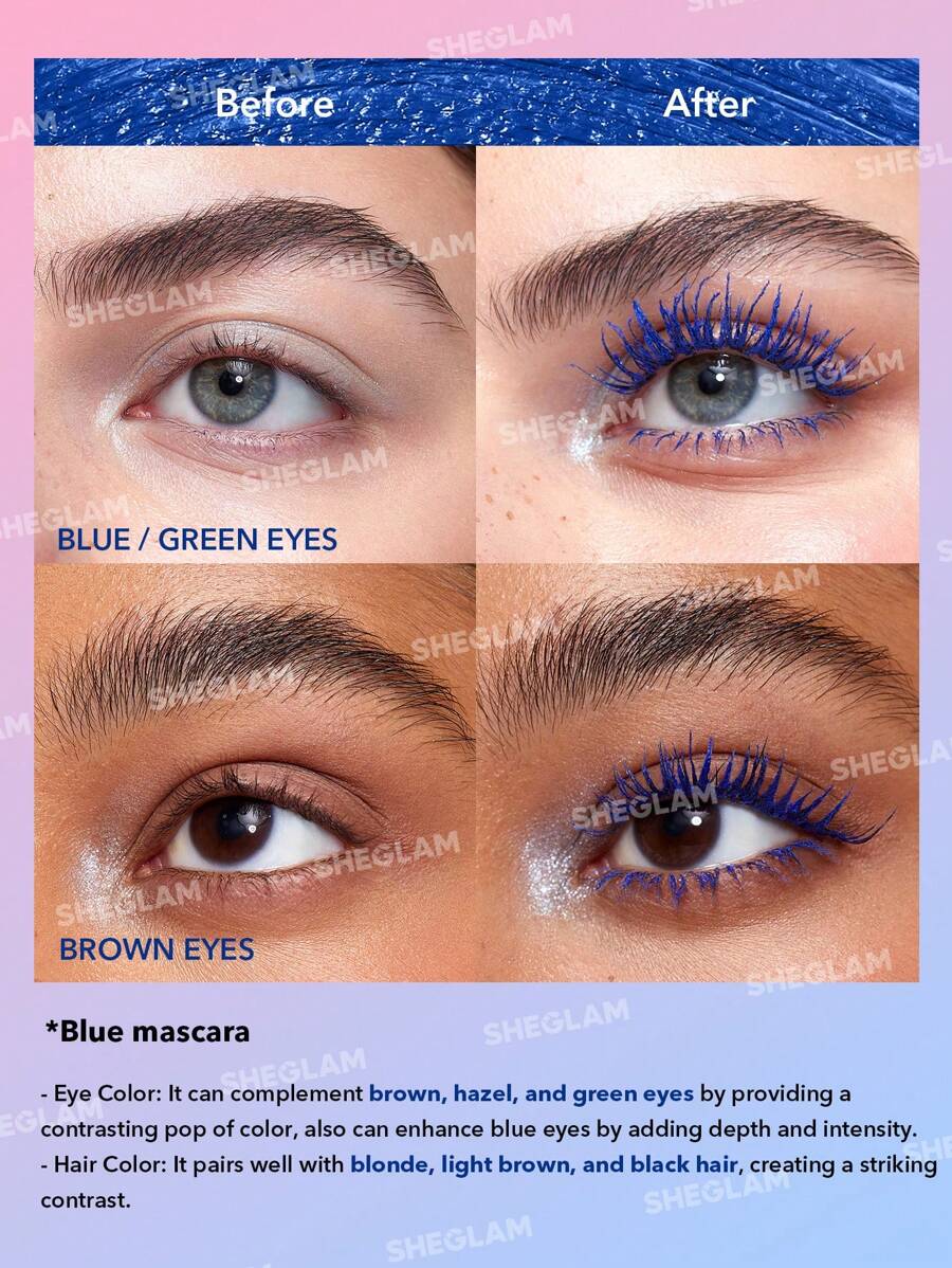 SHEGLAM Double Impact Waterproof Volume & Length Mascara | Colorful Dual-Head, 3 Shades