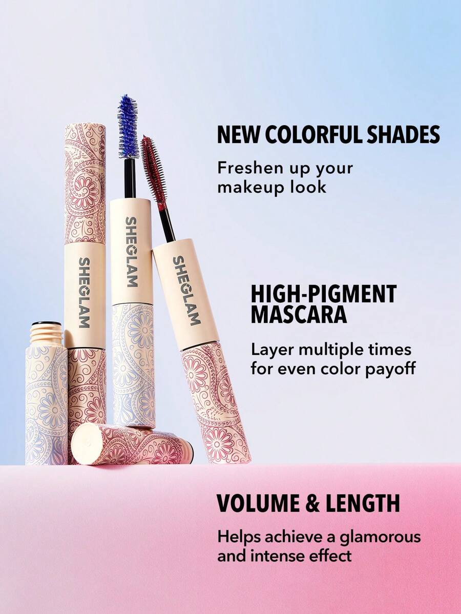 SHEGLAM Double Impact Waterproof Volume & Length Mascara | Colorful Dual-Head, 3 Shades