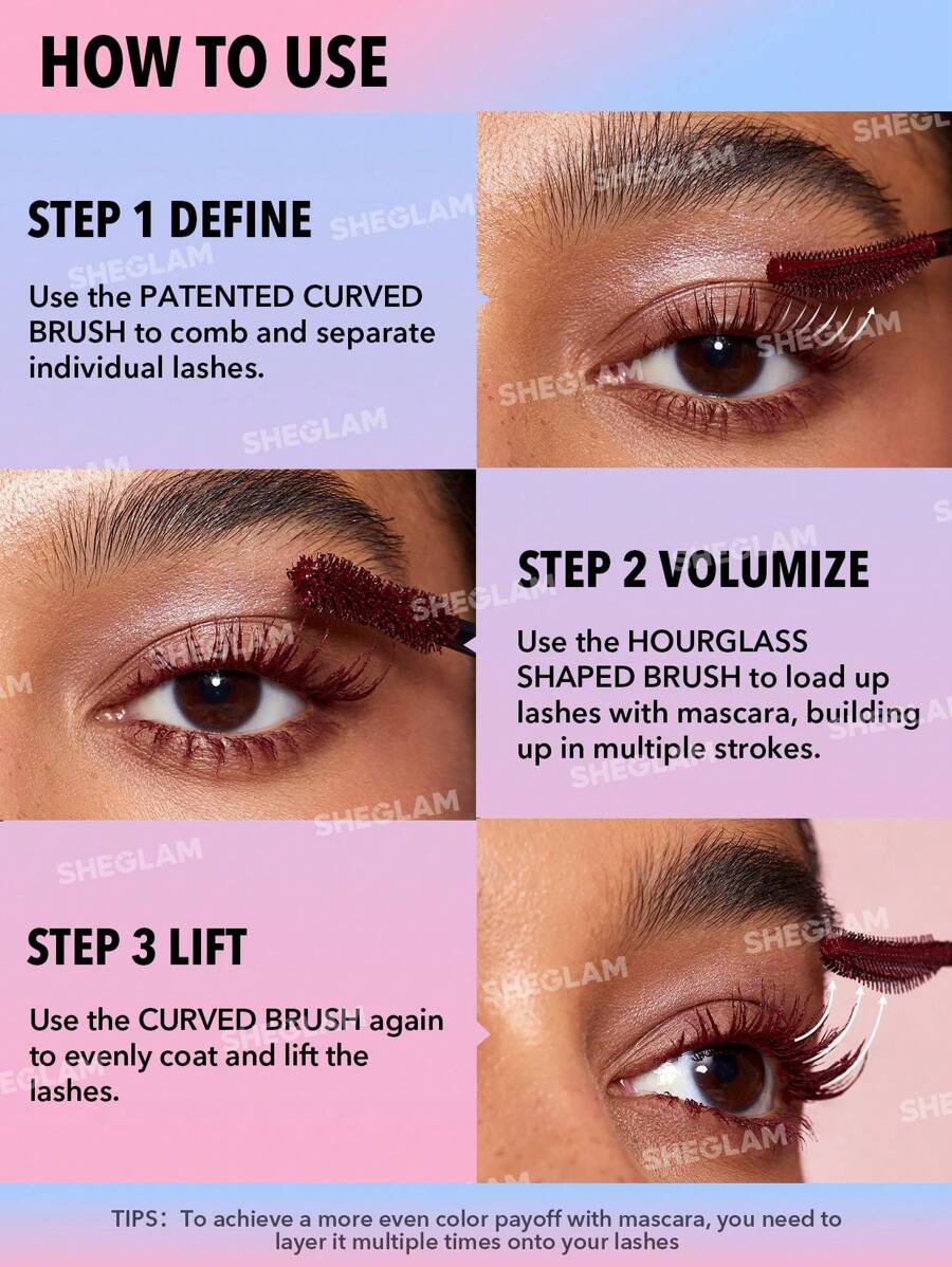 SHEGLAM Double Impact Waterproof Volume & Length Mascara | Colorful Dual-Head, 3 Shades