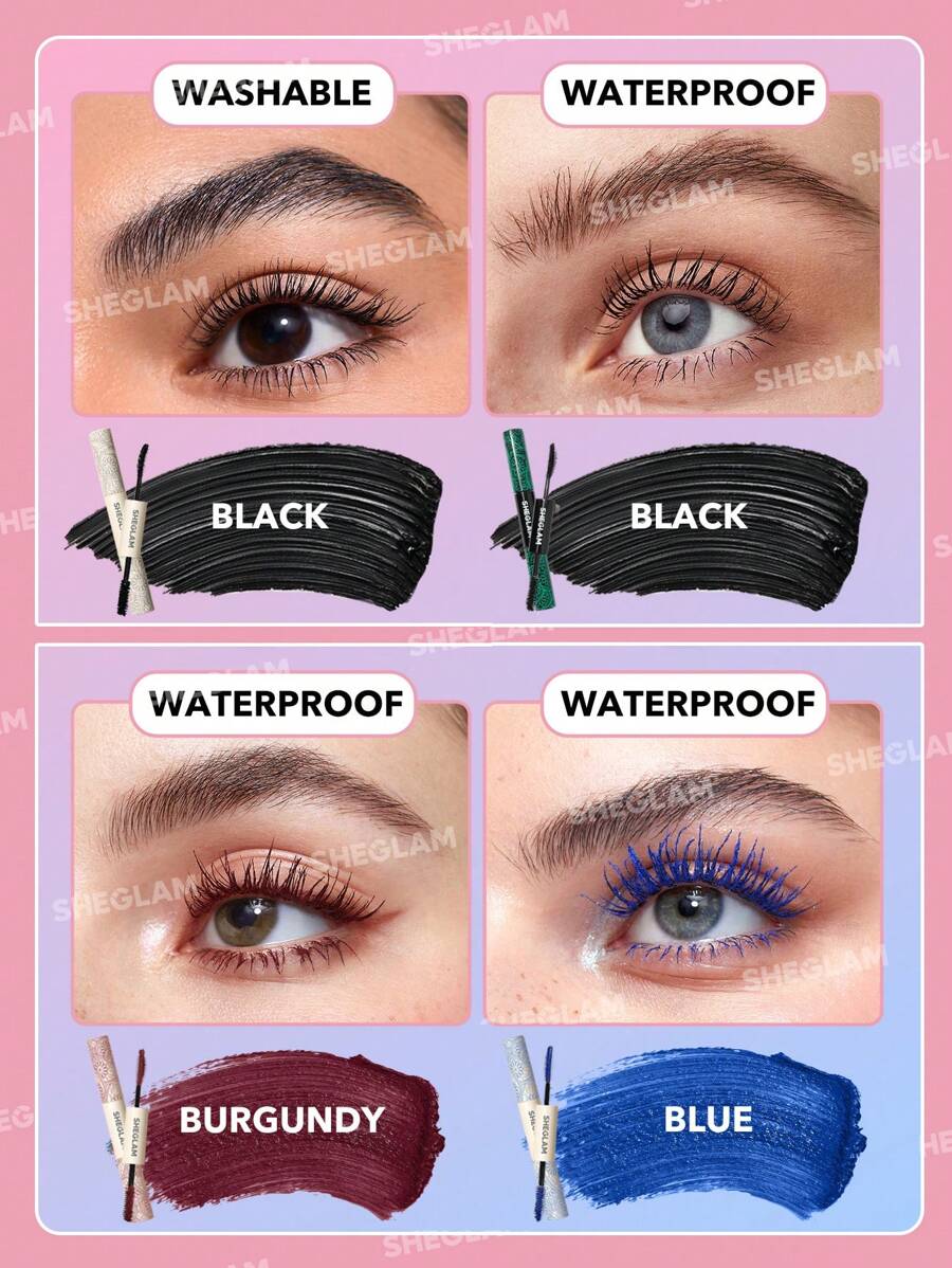 SHEGLAM Waterproof Volume & Length Mascara – Colorful Double-Head Lash Makeup