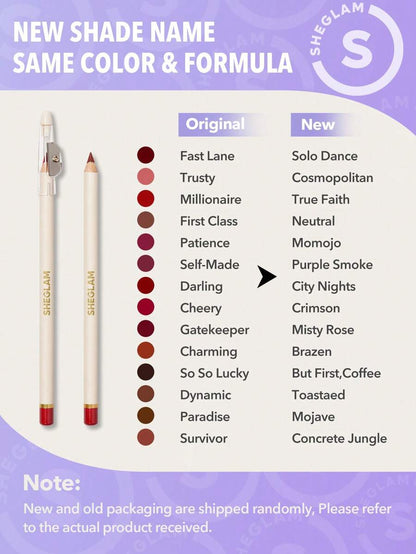 SHEGLAM Lip Facts Lip Liner - Brazen | High-Pigment Creamy Matte Contour Pencil