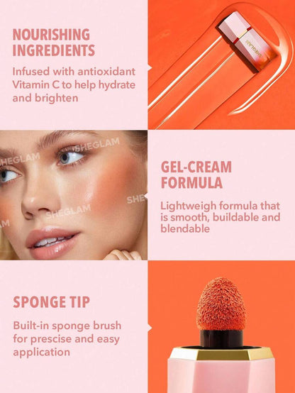 SHEGLAM Matte Liquid Blush – Long-Lasting Rose Pink Brown Gel Cream Blusher