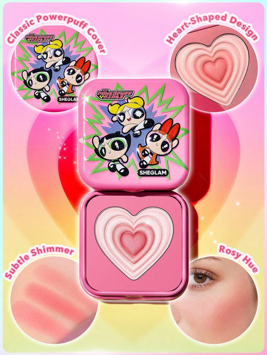 The Powerpuff Girls X SHEGLAM Shimmer Powder Blush – Blendable Soft Glow Cheek Makeup