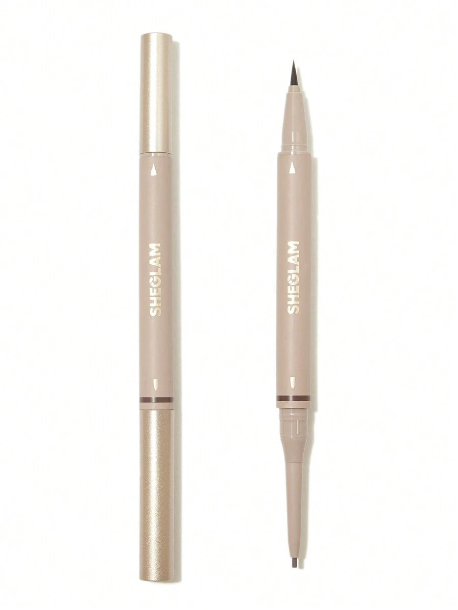 SHEGLAM Brows On Demand 2-In-1 Eyebrow Pen - Chocolate | Waterproof Liquid & Pencil Duo