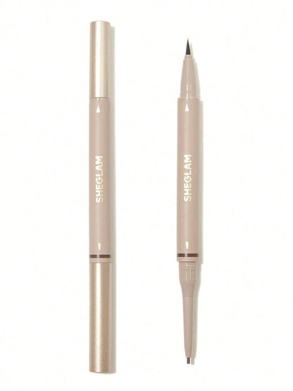 SHEGLAM Brows On Demand 2-In-1 Eyebrow Pen - Chocolate | Waterproof Liquid & Pencil Duo