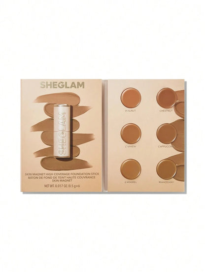SHEGLAM Skin Magnet High Coverage Foundation Stick - Light Medium | Long-Lasting & Poreless Finish