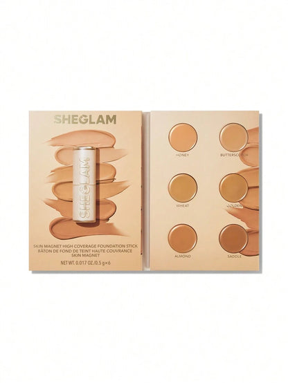 SHEGLAM Skin Magnet High Coverage Foundation Stick - Light Medium | Long-Lasting & Poreless Finish