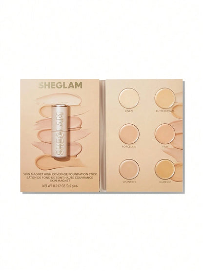 SHEGLAM Skin Magnet High Coverage Foundation Stick - Light Medium | Long-Lasting & Poreless Finish