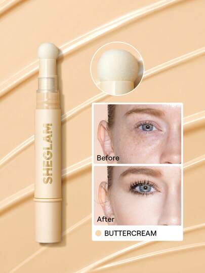 SHEGLAM Complexion Boost Concealer - Buttercream | Matte Liquid Concealer with Sponge Head Applicator