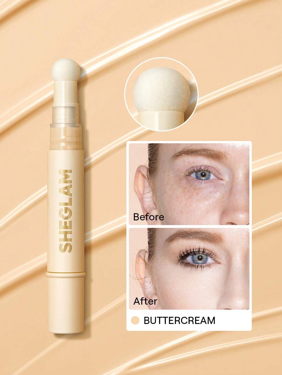 SHEGLAM Complexion Boost Concealer - Buttercream | Matte Liquid Concealer with Sponge Head Applicator