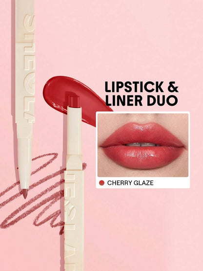 SHEGLAM Tinted Lipstick & Liner Duo – 2-in-1 Glossy Lip Combo