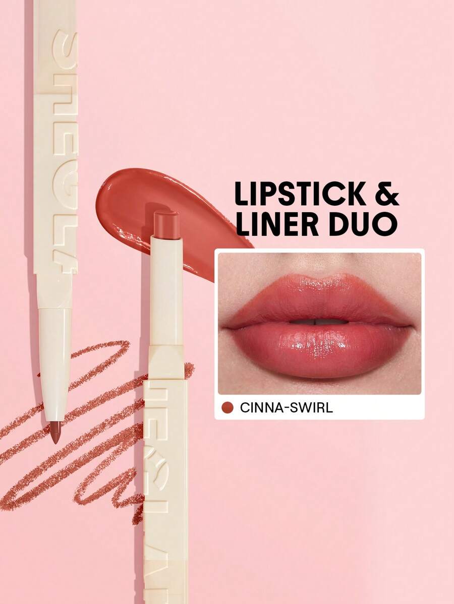 SHEGLAM Tinted Lipstick & Liner Duo – 2-in-1 Glossy Lip Combo