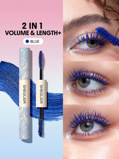 SHEGLAM Double Impact Waterproof Volume & Length Mascara | Colorful Dual-Head, 3 Shades