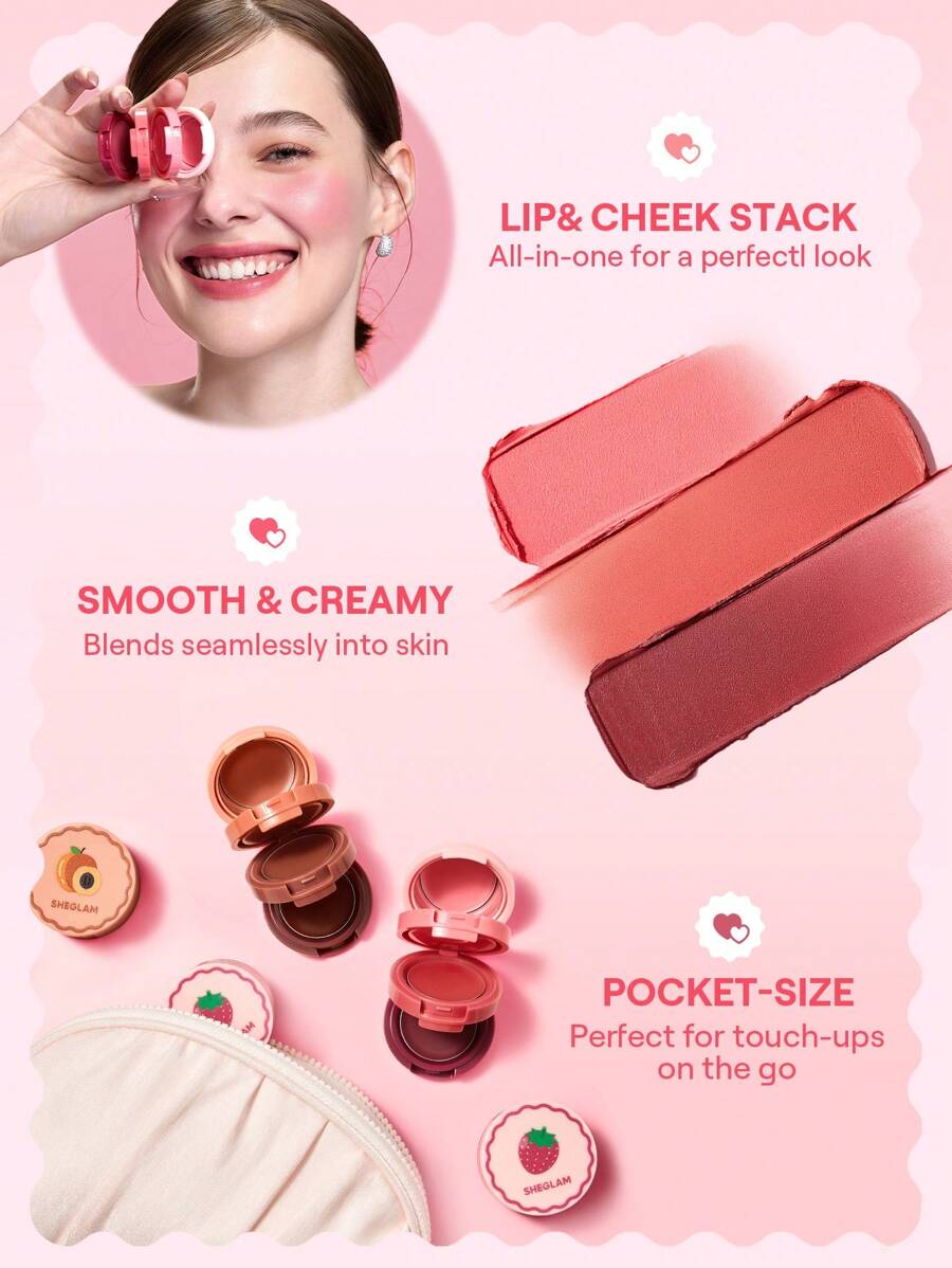 SHEGLAM Cheek & Lip Cream Stack – Multi-Use Cream Blush and Lip Tint
